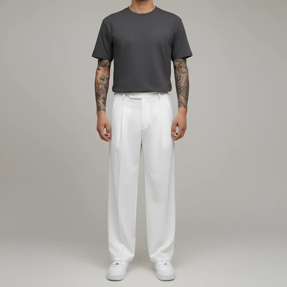 Zip Front Straight Leg Pants