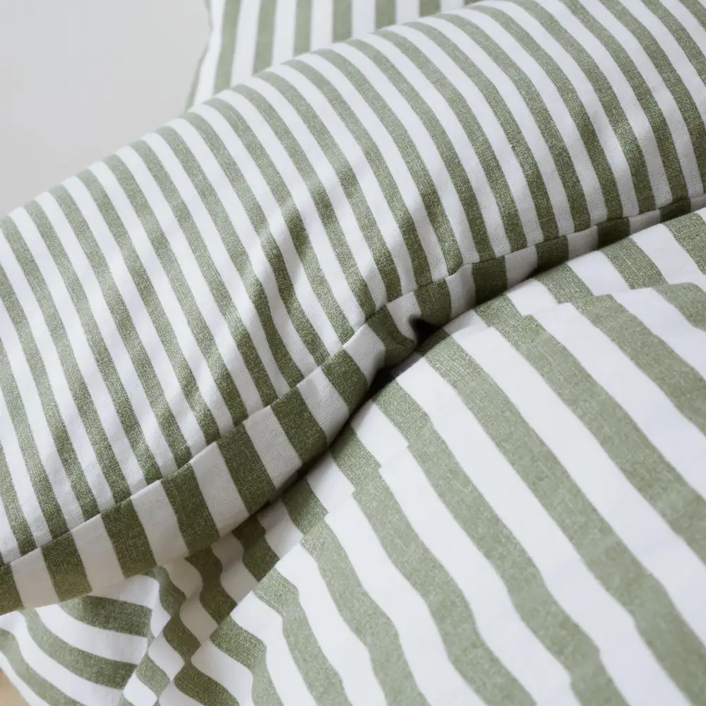 Modern Bedroom Reversible Stripe Linen Duvet Cover Set