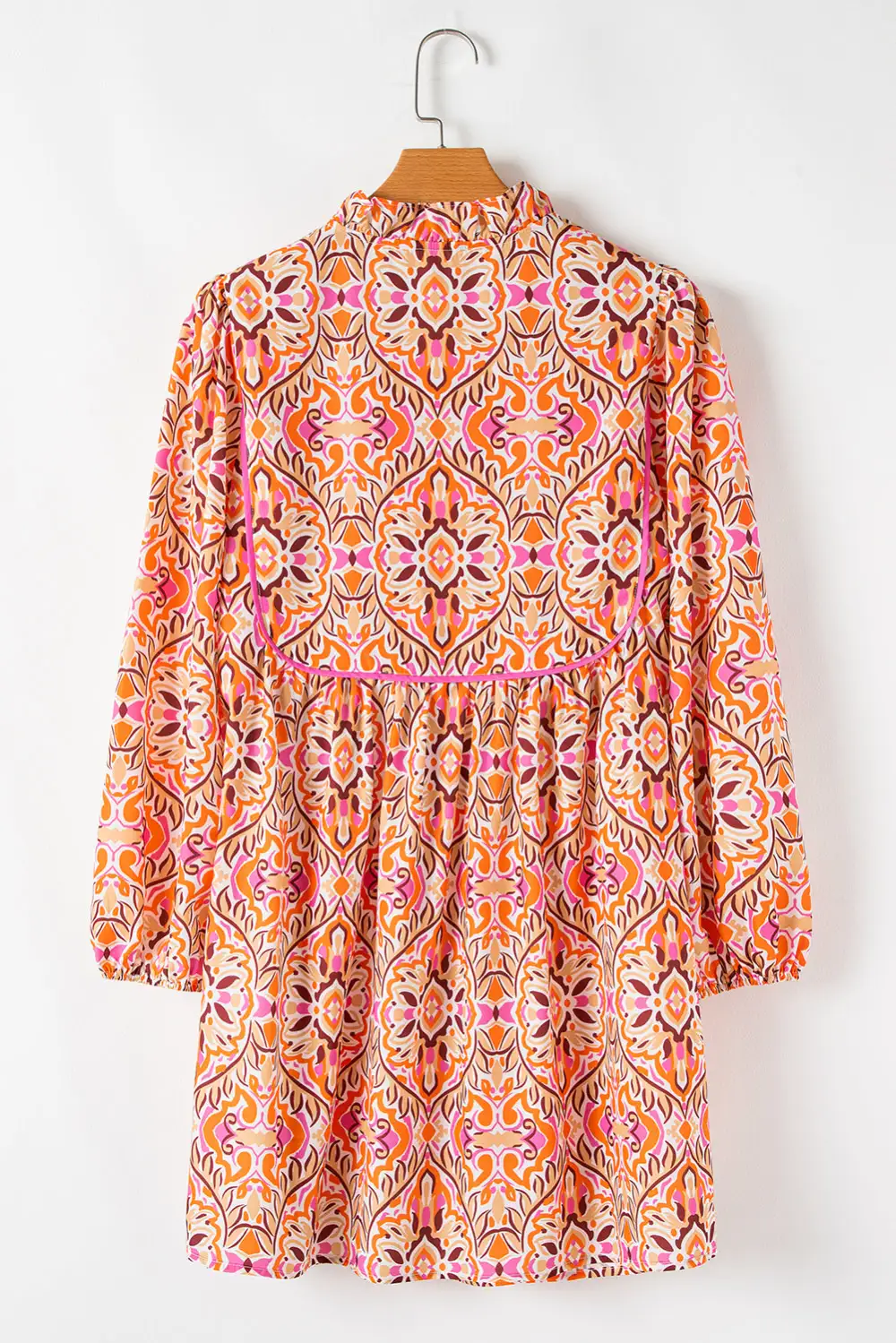 Everyday Edit Abstract Print Tie Detail Long Sleeve Mini Dress
