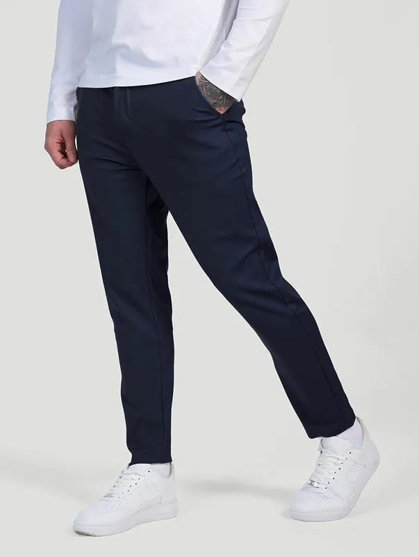 Navy Blue Stretch Pants Clean Cut