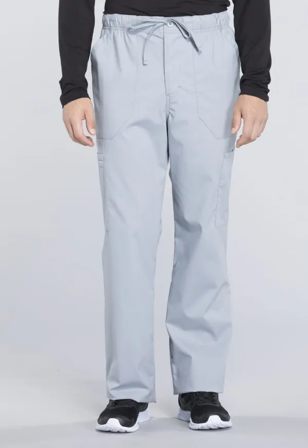 Men's Fly-Front Tapered-Leg Cargo Scrub Cargo Pants