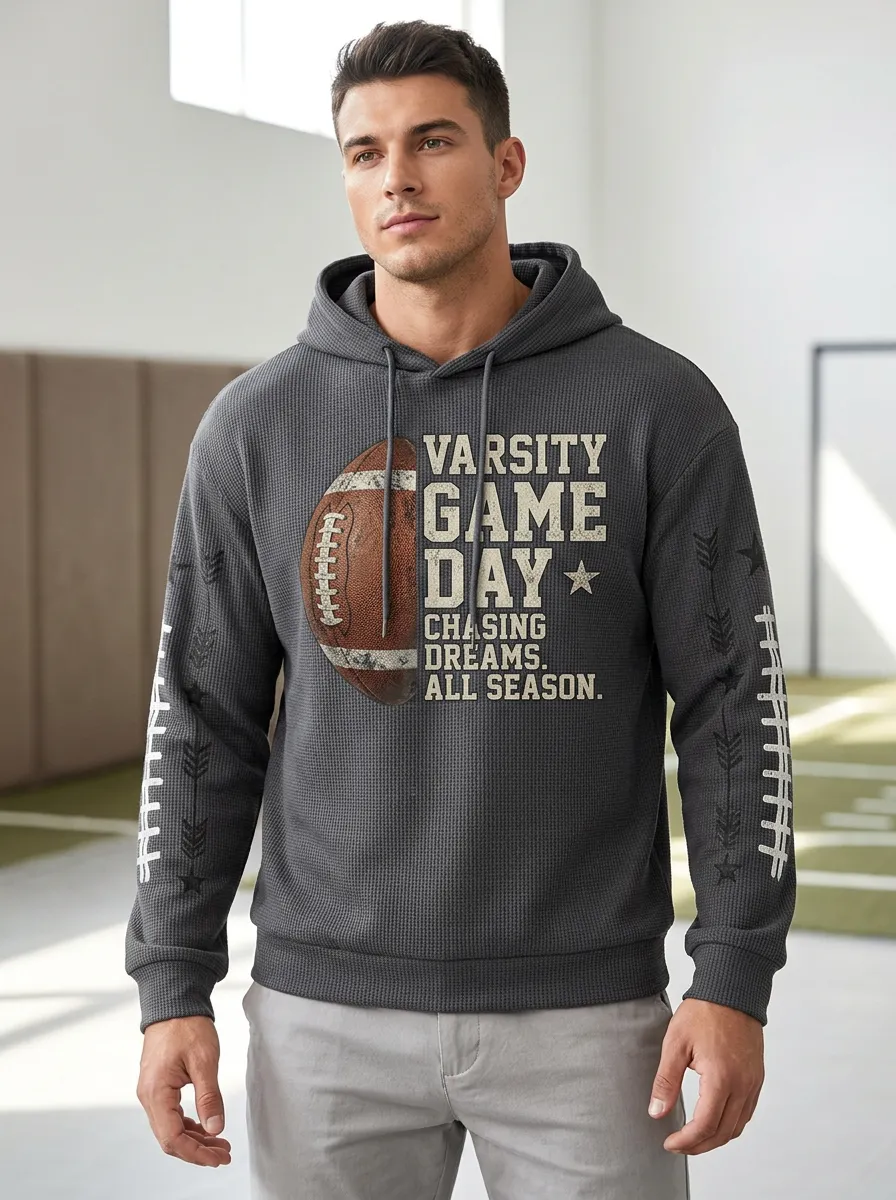 Men's Football Varsity Game Day Graphic Printed Hoodie