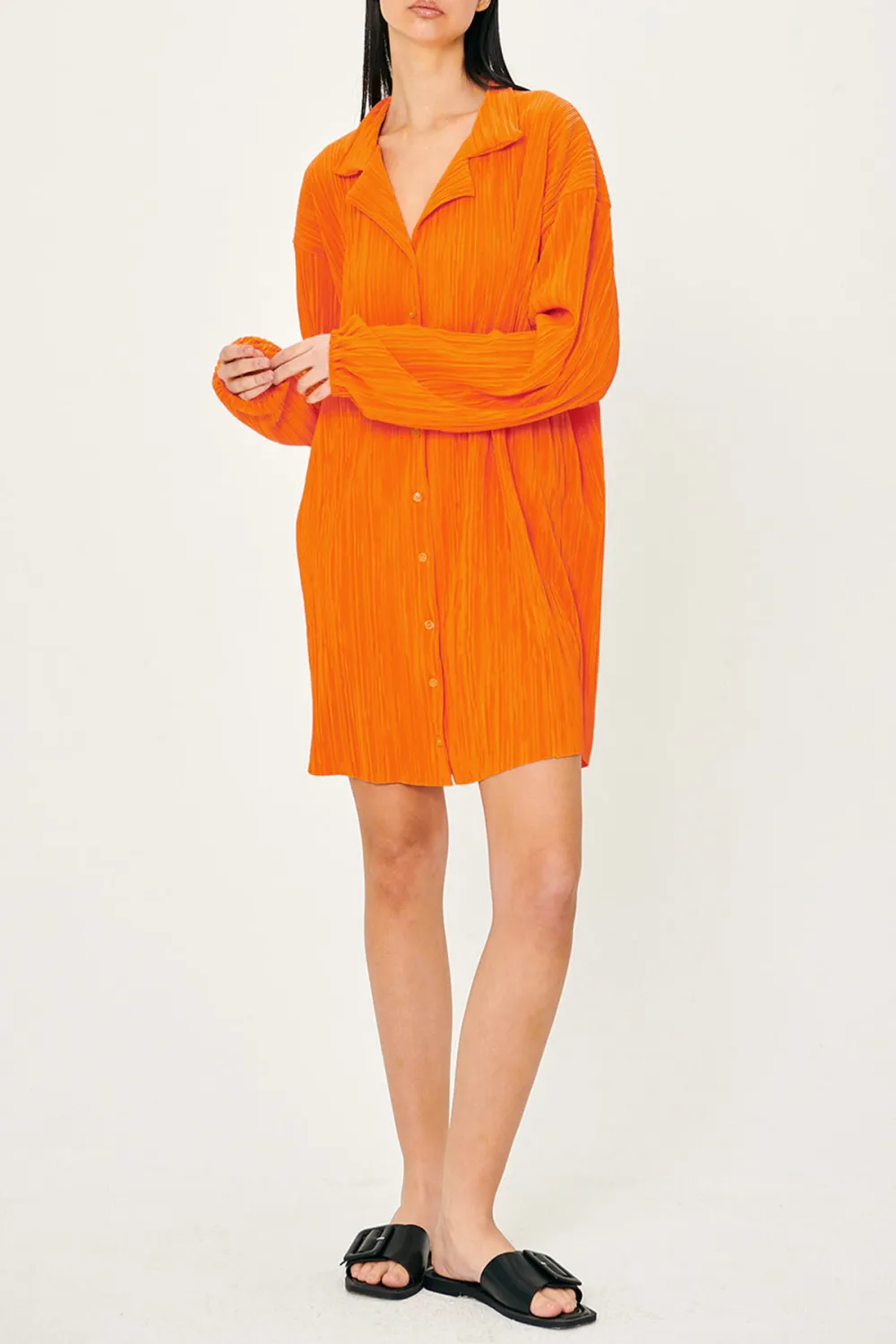 Plisse Shirt Dress