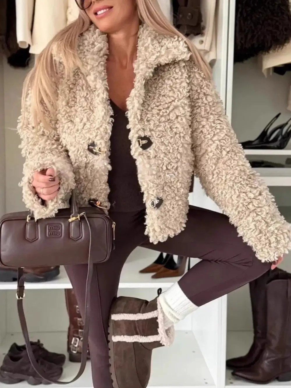 Sherpa Button Down Outerwear Jacket