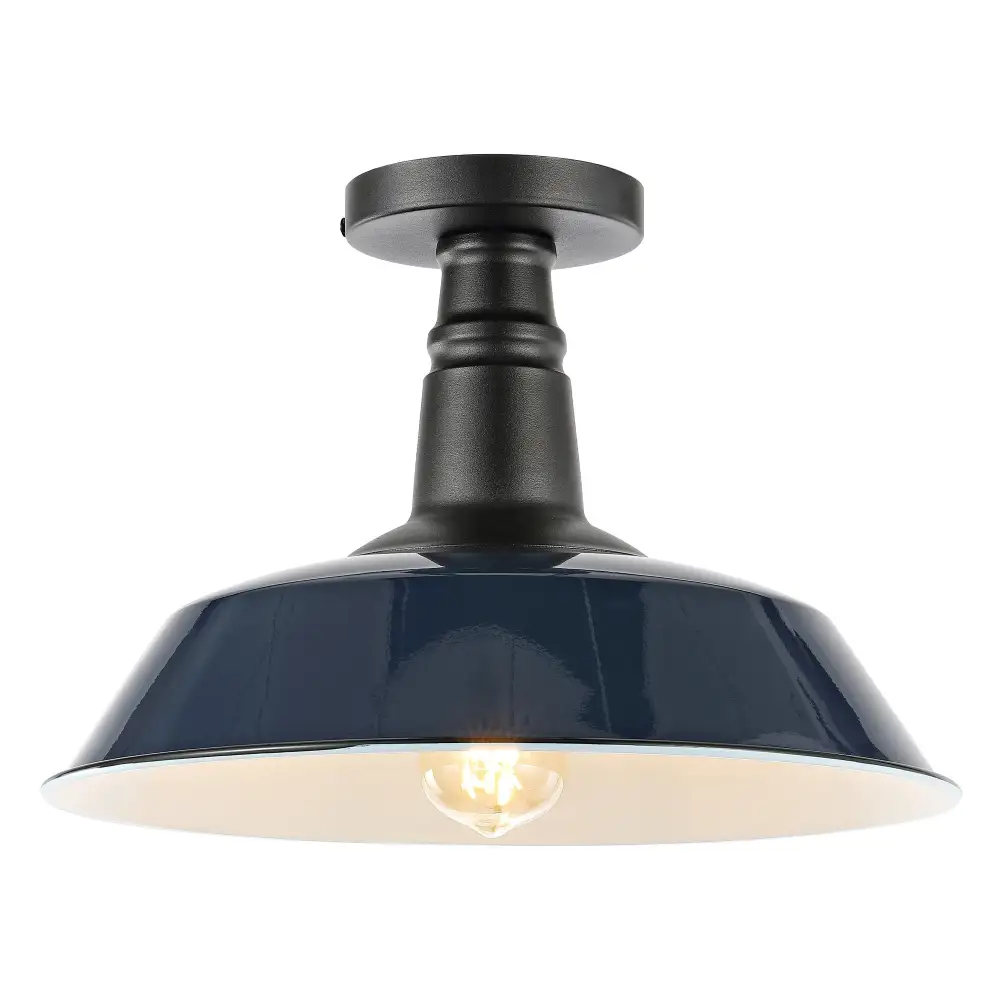 Single-Light Classic Industrial Indoor Outdoor Iron LED Semi Flush Mount