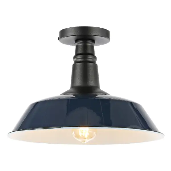 Single-Light Classic Industrial Indoor Outdoor Iron LED Semi Flush Mount