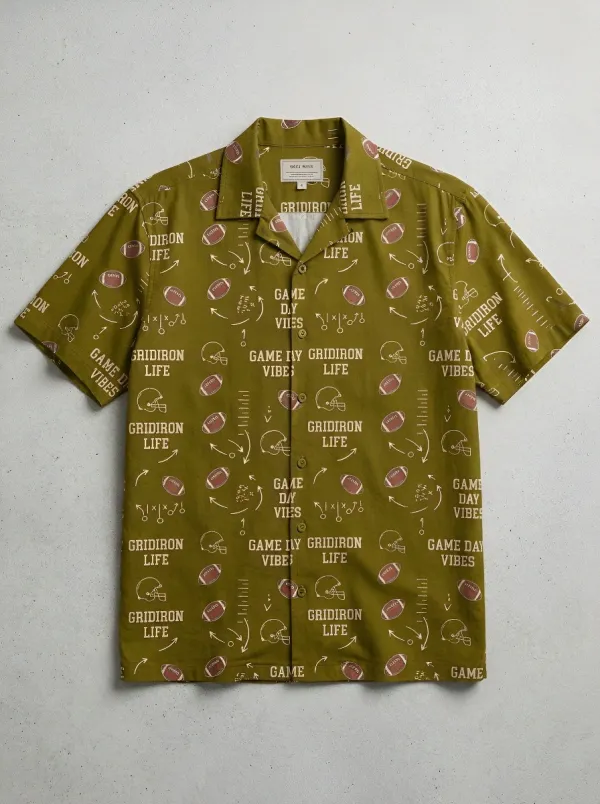 Men's Football Fan Gridiron Life Playbook Graphic Aloha Shirt