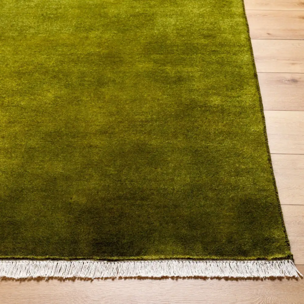 Hand-Loomed Wool Fringe Square Carpet