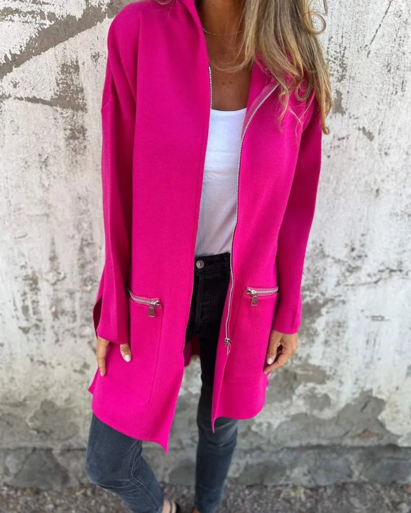 Cotton Zip Front Cardigan