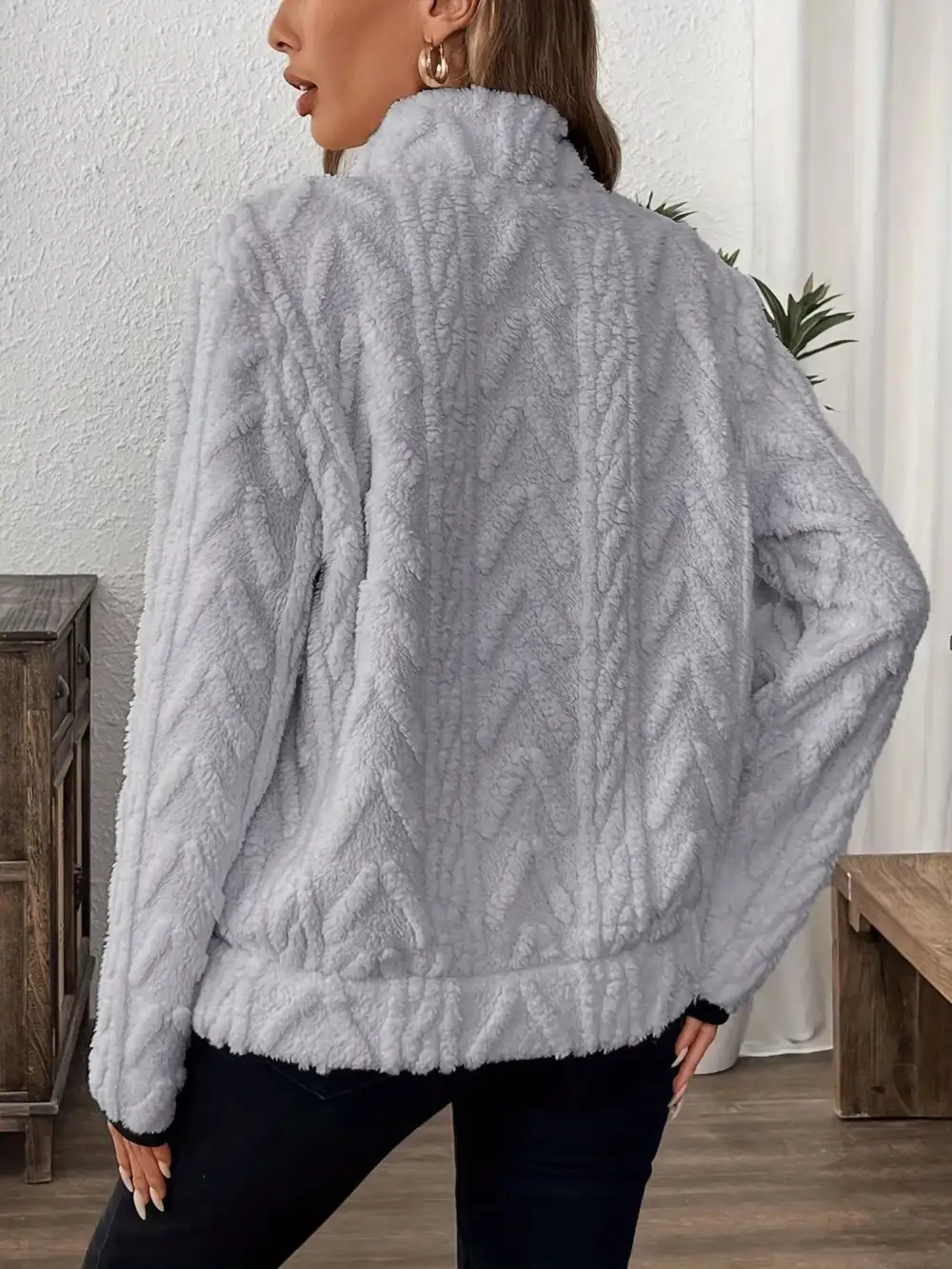Fleece Half Zip Sweatshirt Plus Size