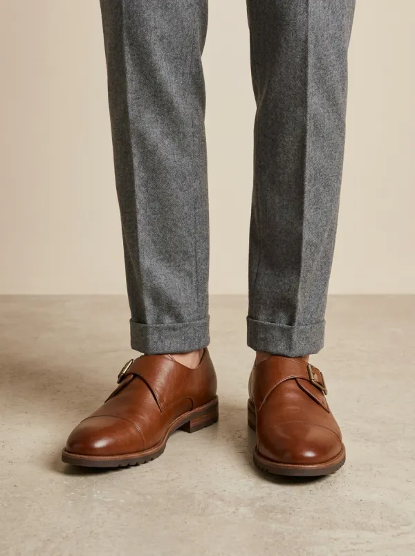 Men's Business Casual Leather Monk Strap Shoes