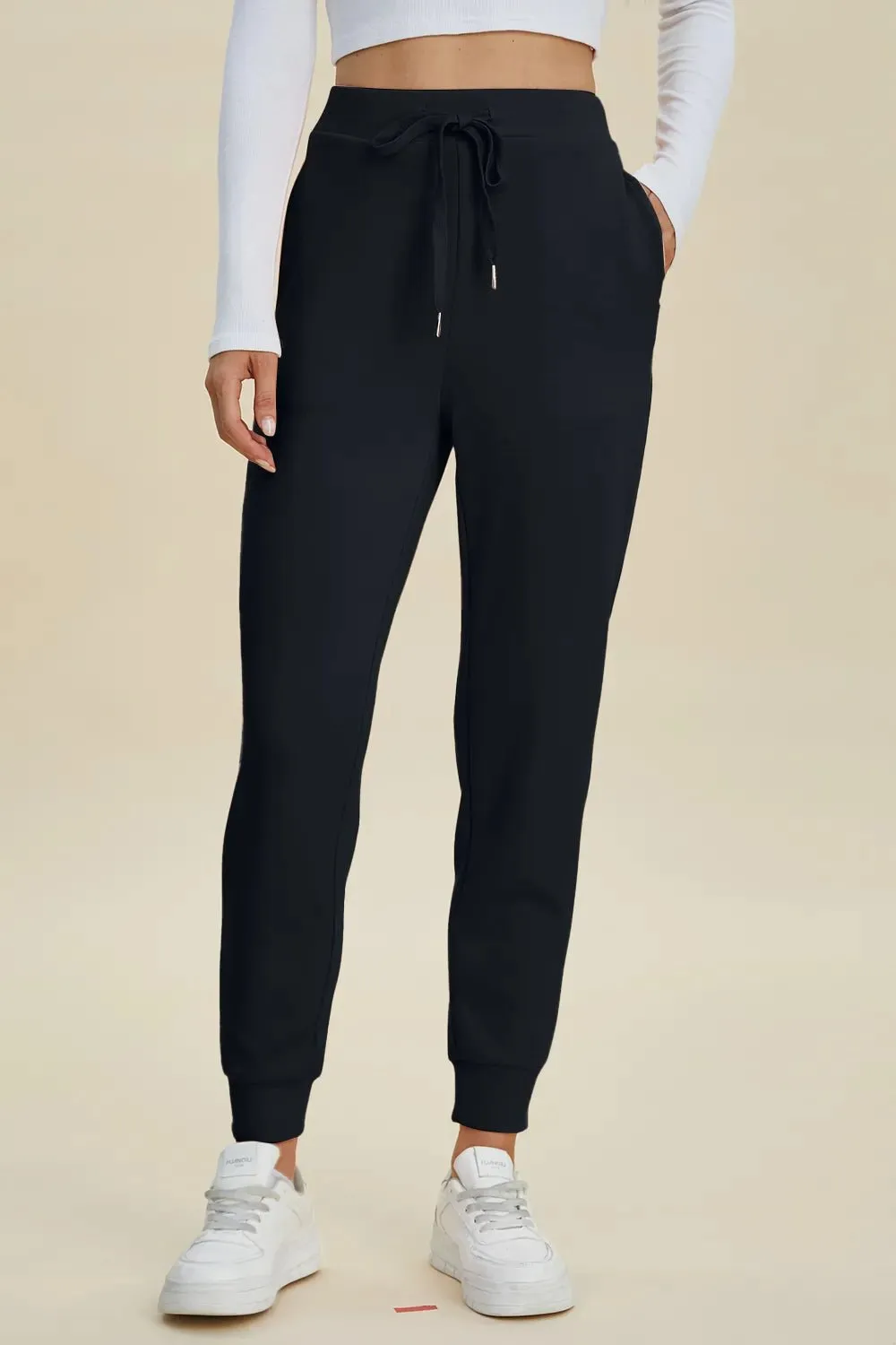 Relaxed High Waist Drawstring Casual Pants