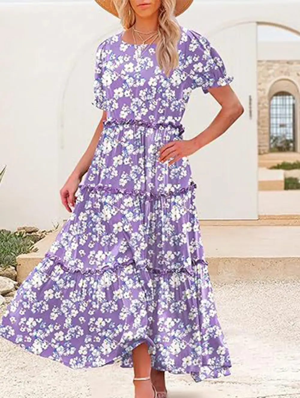 Puff Sleeve Print Mini Dress