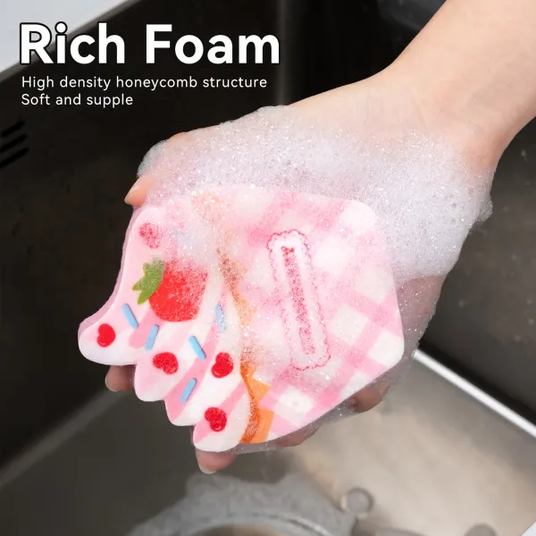 4 Pcs Cute Dessert Dish Washing Sponges
