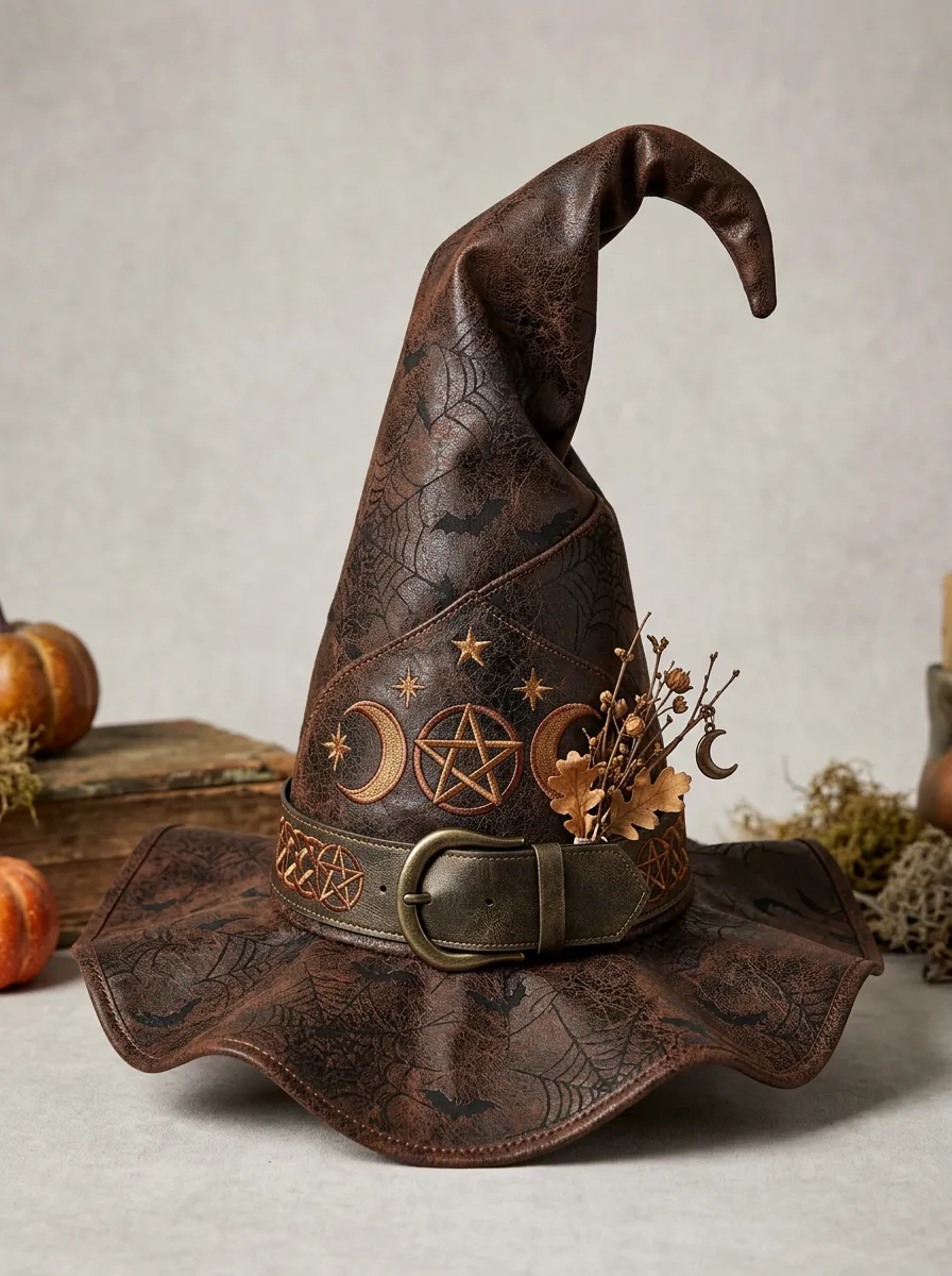 Spiderweb Occult-Motif Halloween Witch Hat