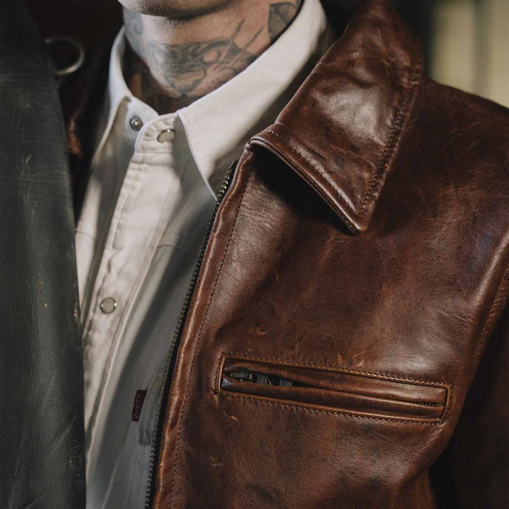 Classic Leather Horsehide Men's Casual Jacket