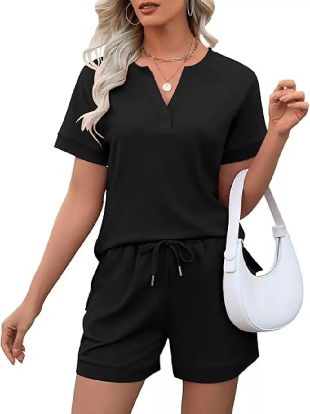 Short Sleeve Top Shorts Two Piece Set