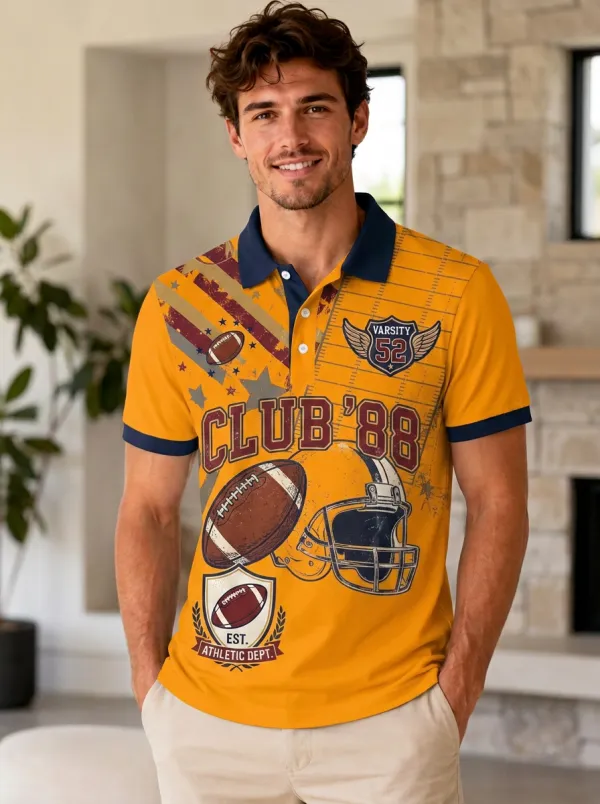 Men's Field Gridiron Helmet Polo Shirt