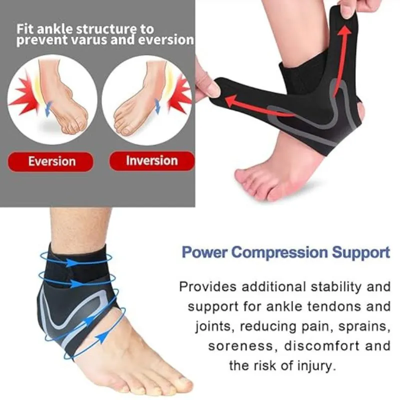 Ankle Support Brace, Breathable Plantar Fasciitis Sock with Arch Support Compression Ankle Brace Foot Strap Guard Foot Brace for Sprained Ankle, Heel Pain Sports Protector (1 Pair)