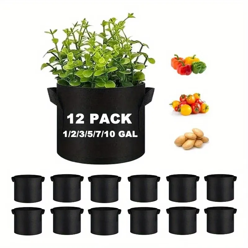 12-Pack Fabric Grow Bags