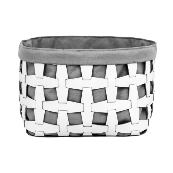 Textured Handwoven Leather Basket