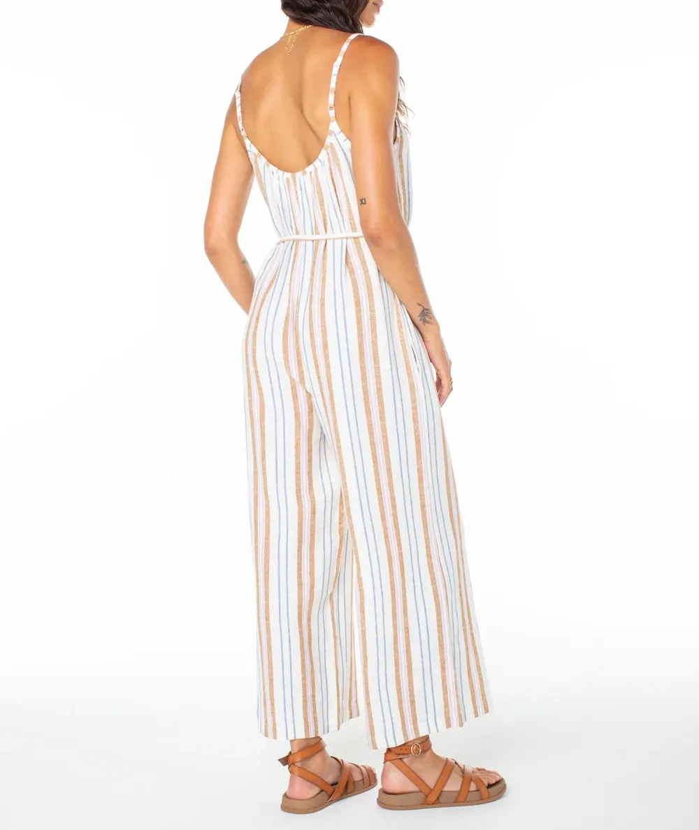 Striped V-Neck Halter Top With Sleeves