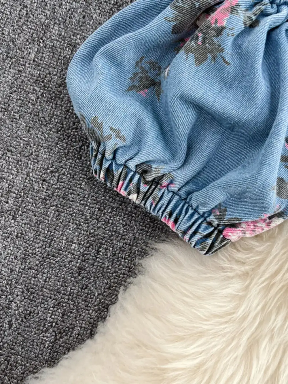 Smocked Denim Coordinated Set Pants