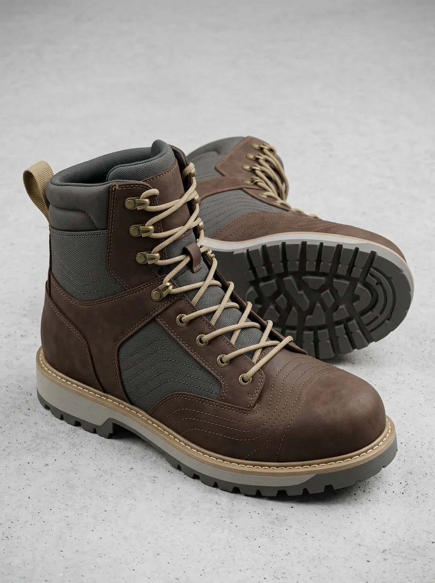Unisex Leather Tactical Hiking Print Work Boots