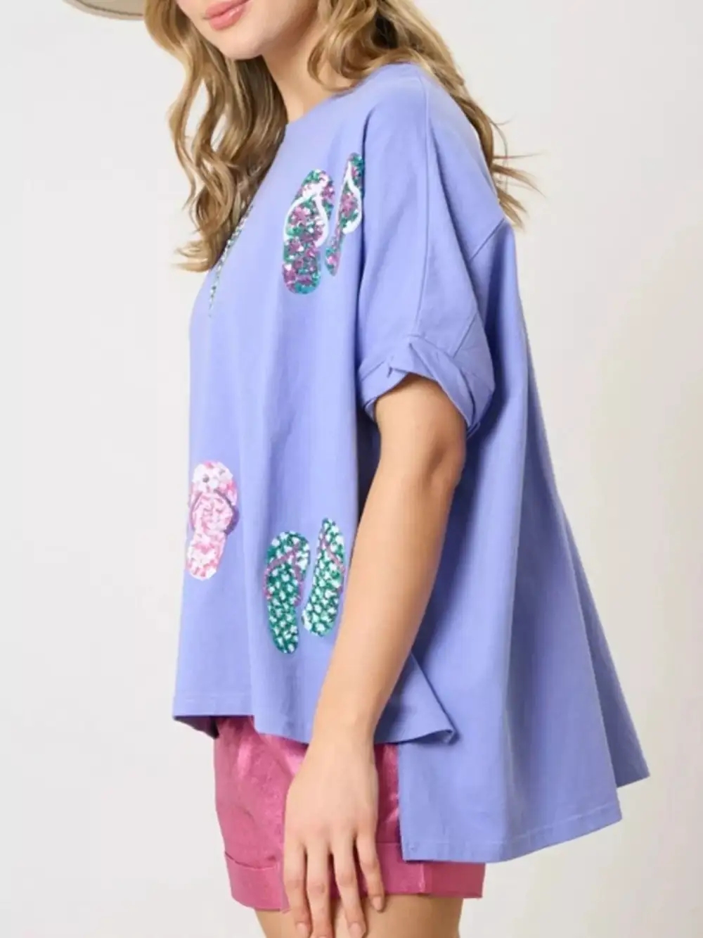 Flip Flop Print Round Neck Casual T