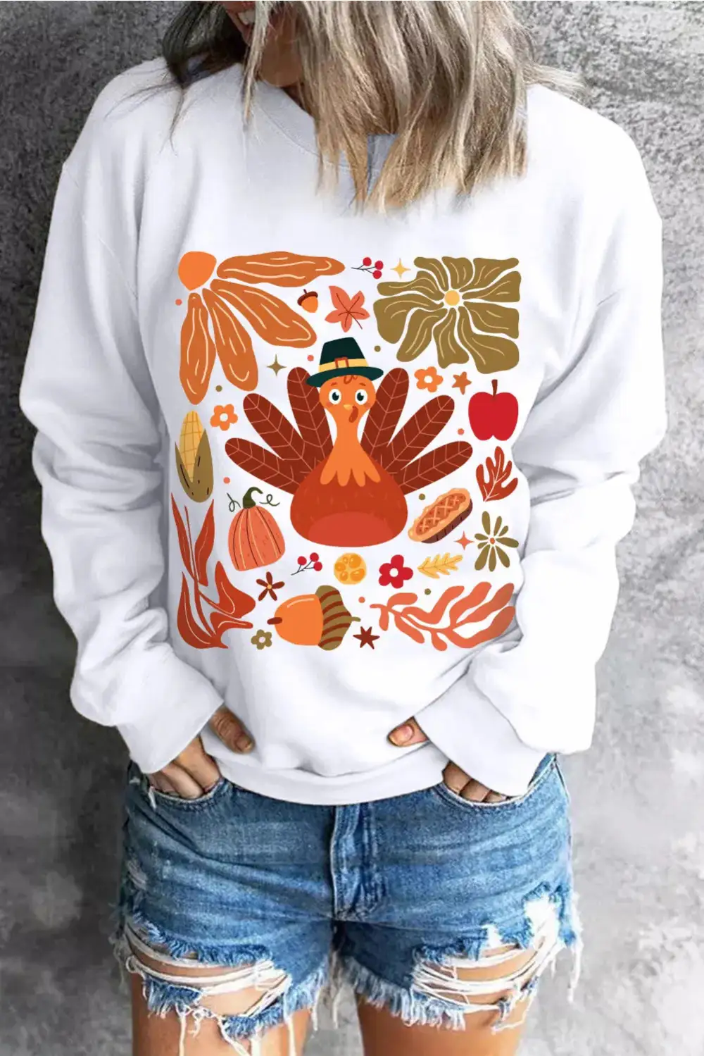 Modern Round Neck Graphic Sweatshirt