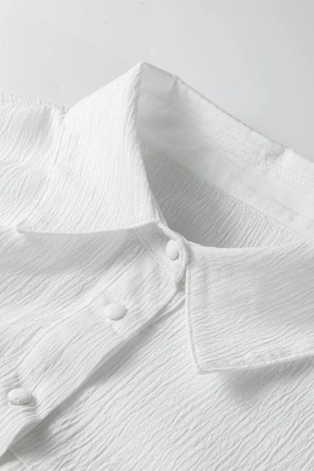 Textured Lantern Sleeve Shirt Blouse