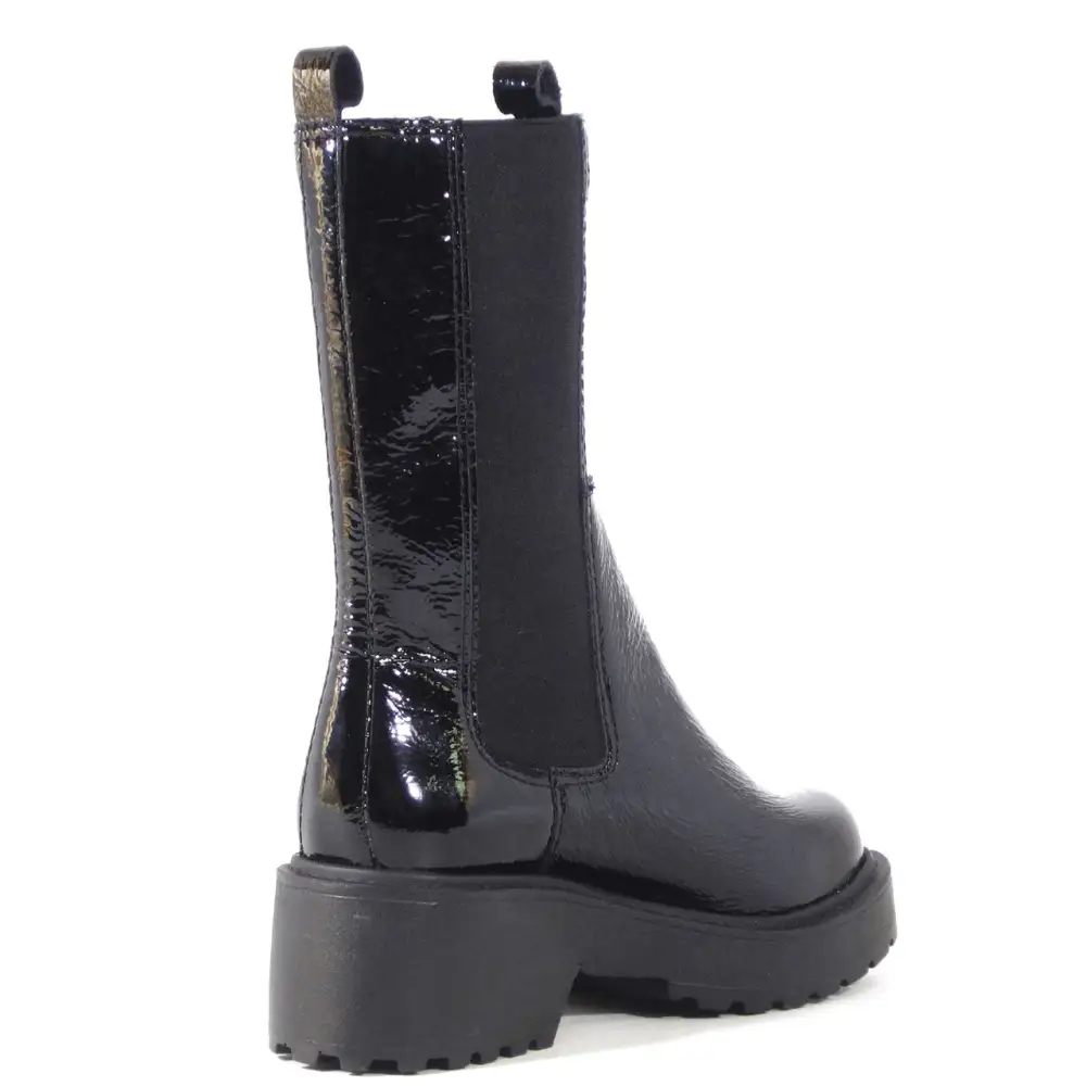 Patent Leather Slip On Ankle Boots