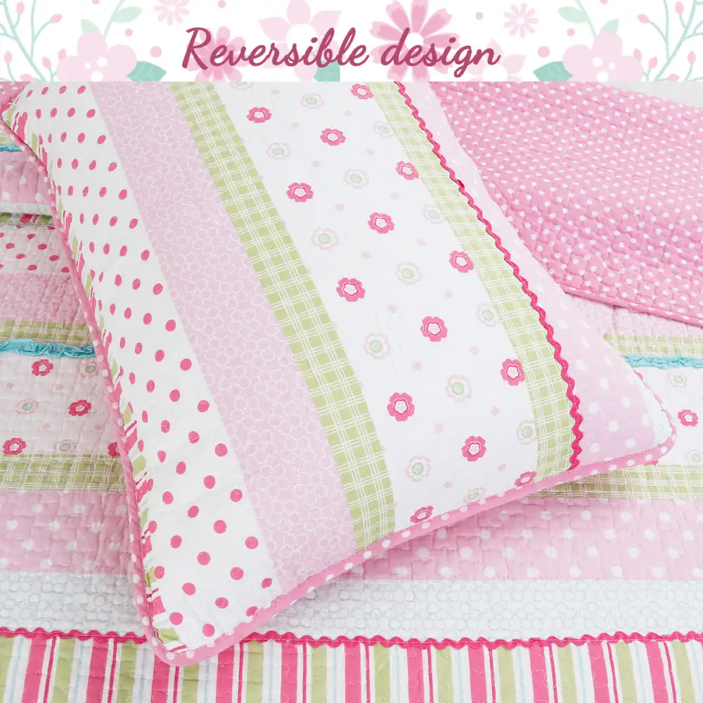 Cotton Floral Striped Patchwork Sheet Bedding Set