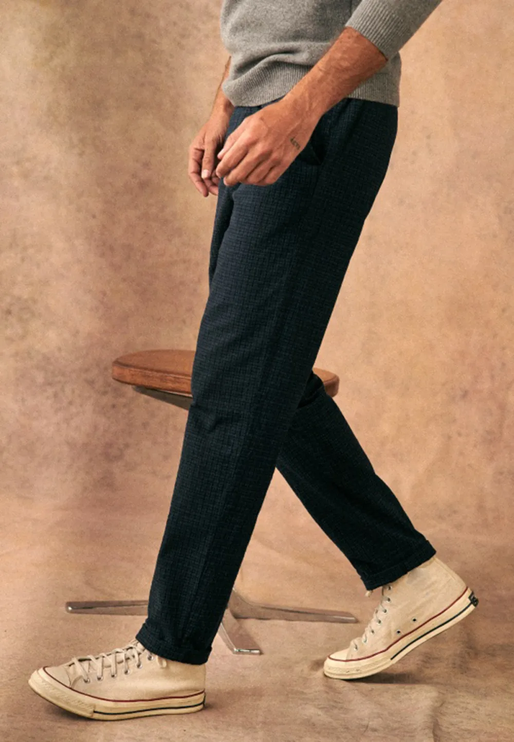 Olive Green Cotton Linen Blend Casual Trousers