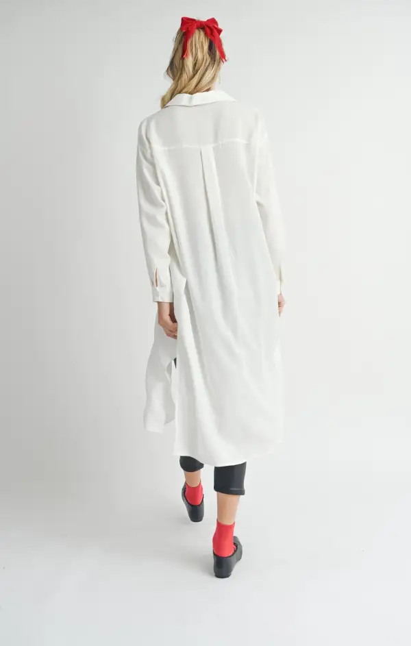 Long Button Down Woven Shirt
