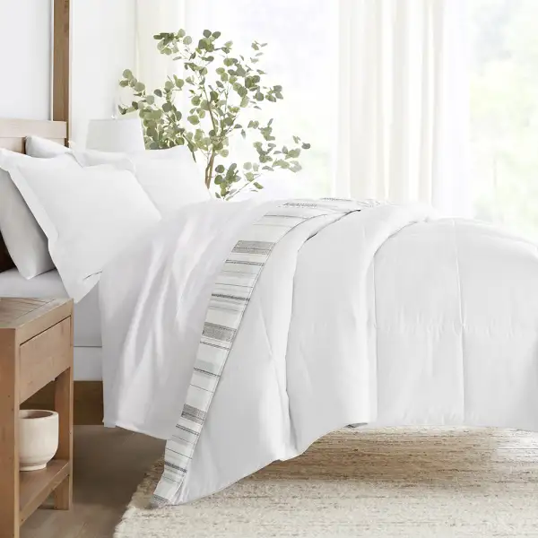 Vertical Stripe Reversible Down Alternative Comforter Set