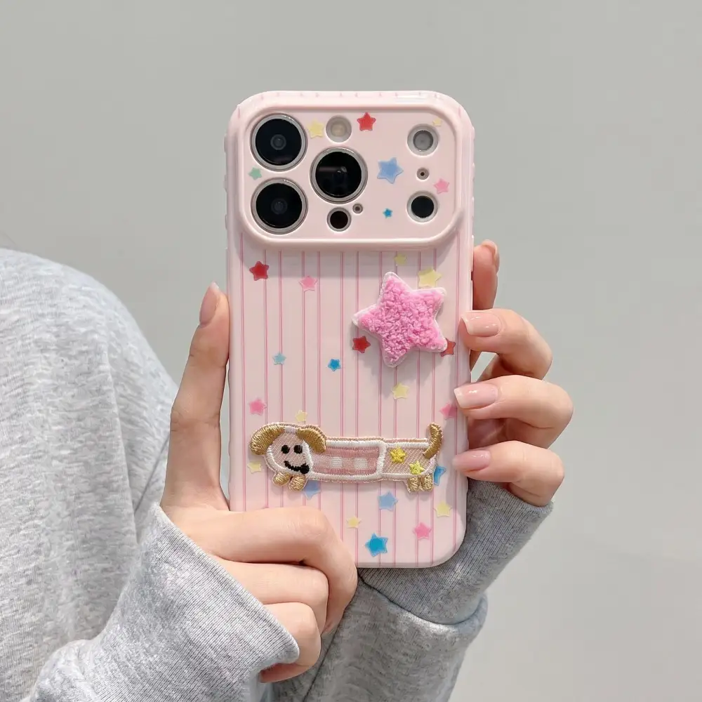 Dog Cat Wrist Strap Textured Phone Case