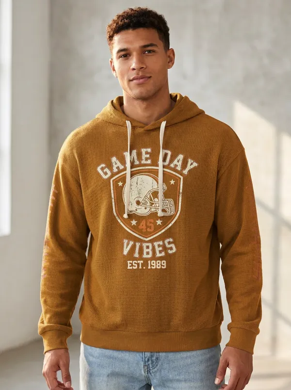 Men's Football Game Day Helmet Waffle Waffle Hoodie