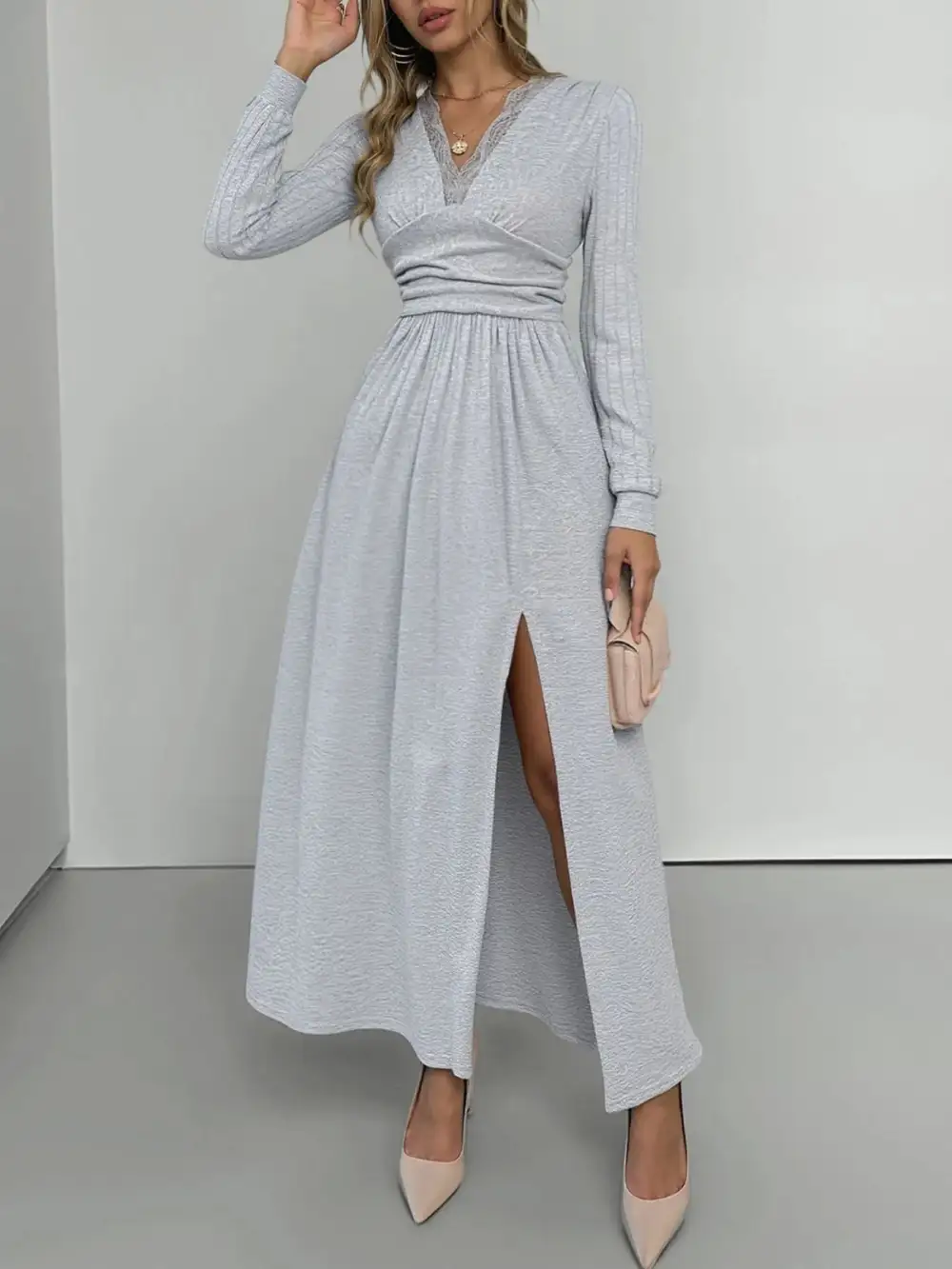 Modern V Neck Maxi Dress