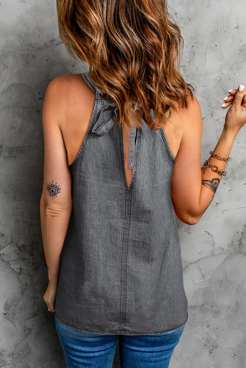 Halter Neck Denim Tank Top