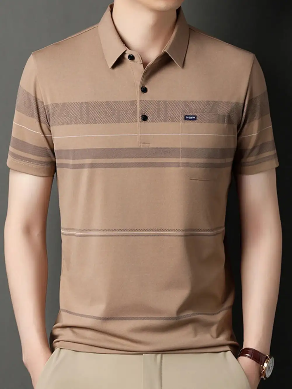 Loose Fit Striped Collared Polo Shirt