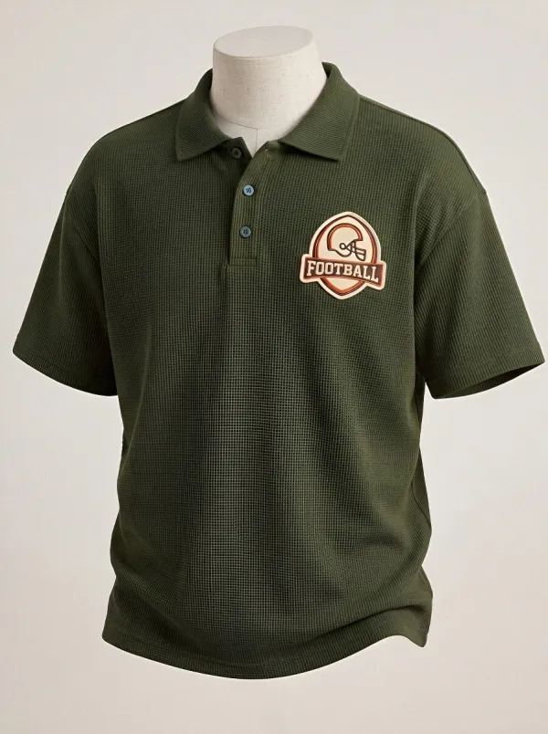Men's American Football Helmet Logo Printed Polo Shirt