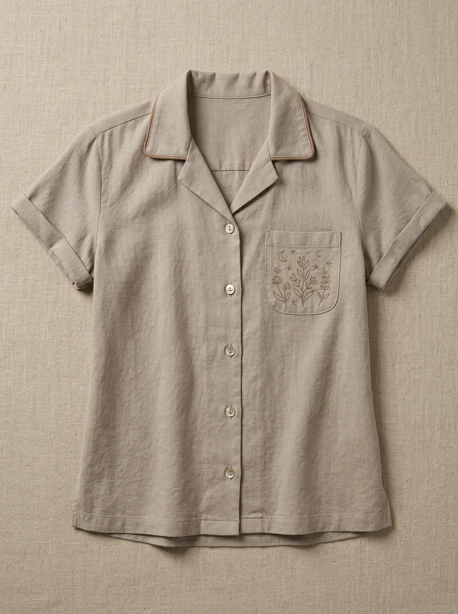 Women's Western Boho Celestial Floral Embroidered Short Sleeve Shirt