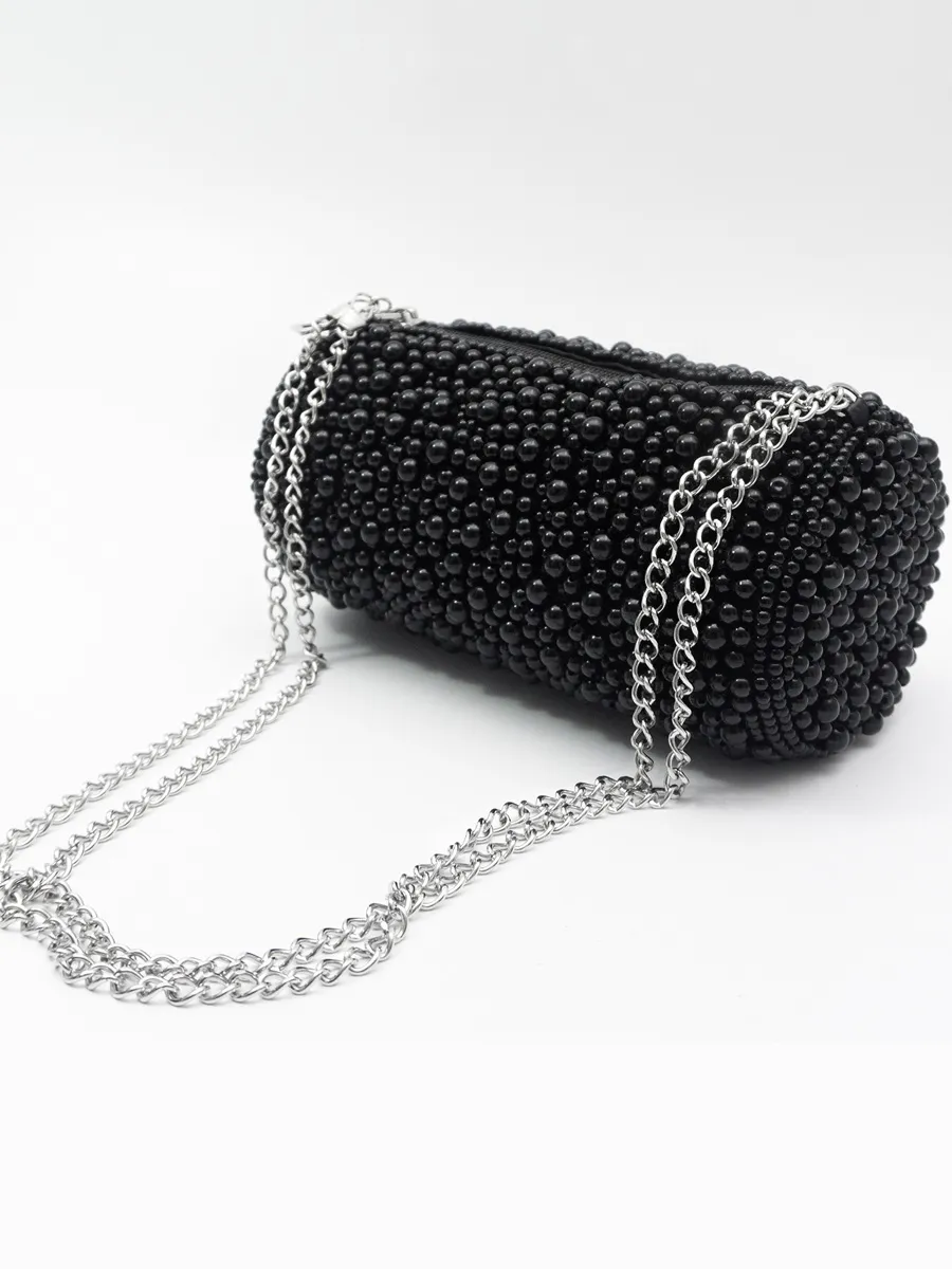 Junia Pearl-Embellished Cylindrical Chain Shoulder Bag