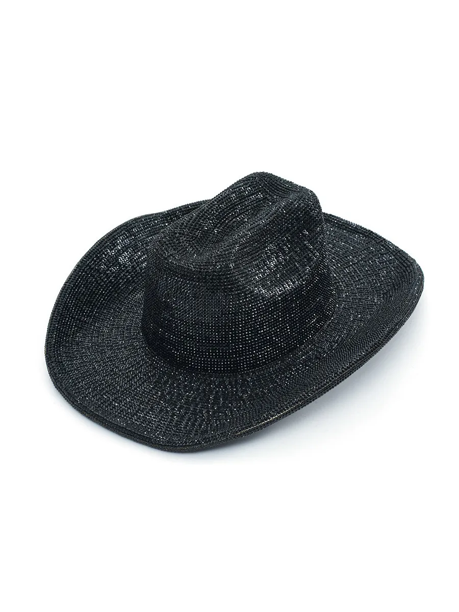 Keira Black Rhinestone-Embellished Fedora