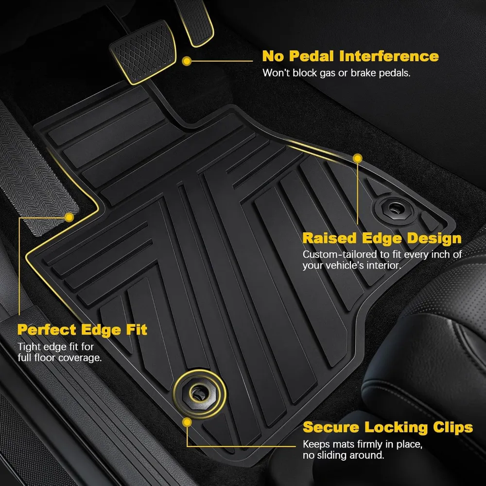 Floor Mats Fit for 2025 2026 All Weather Protection 1st & 2nd Row Floor Liners Car Mats, Black