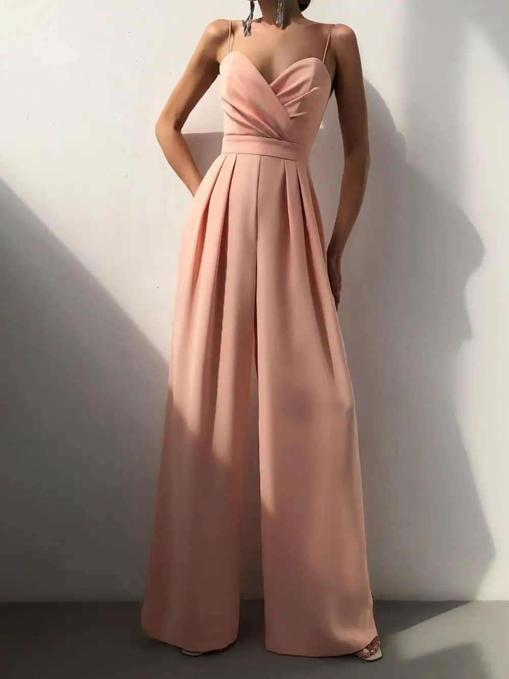 Plus Size Spaghetti Strap Wide Leg Accessory