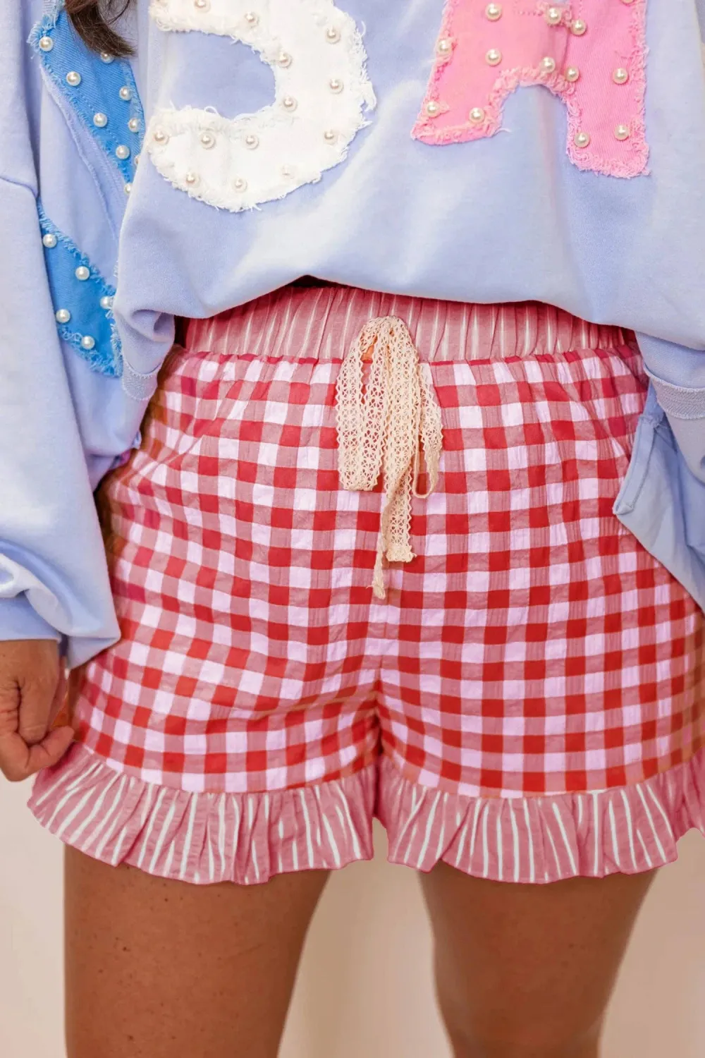 High Waist Ruffle Hem Women's Casual Shorts