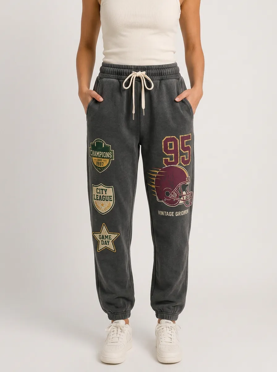 Women's Football Lover Vintage Gridiron 95 Printed Joggers