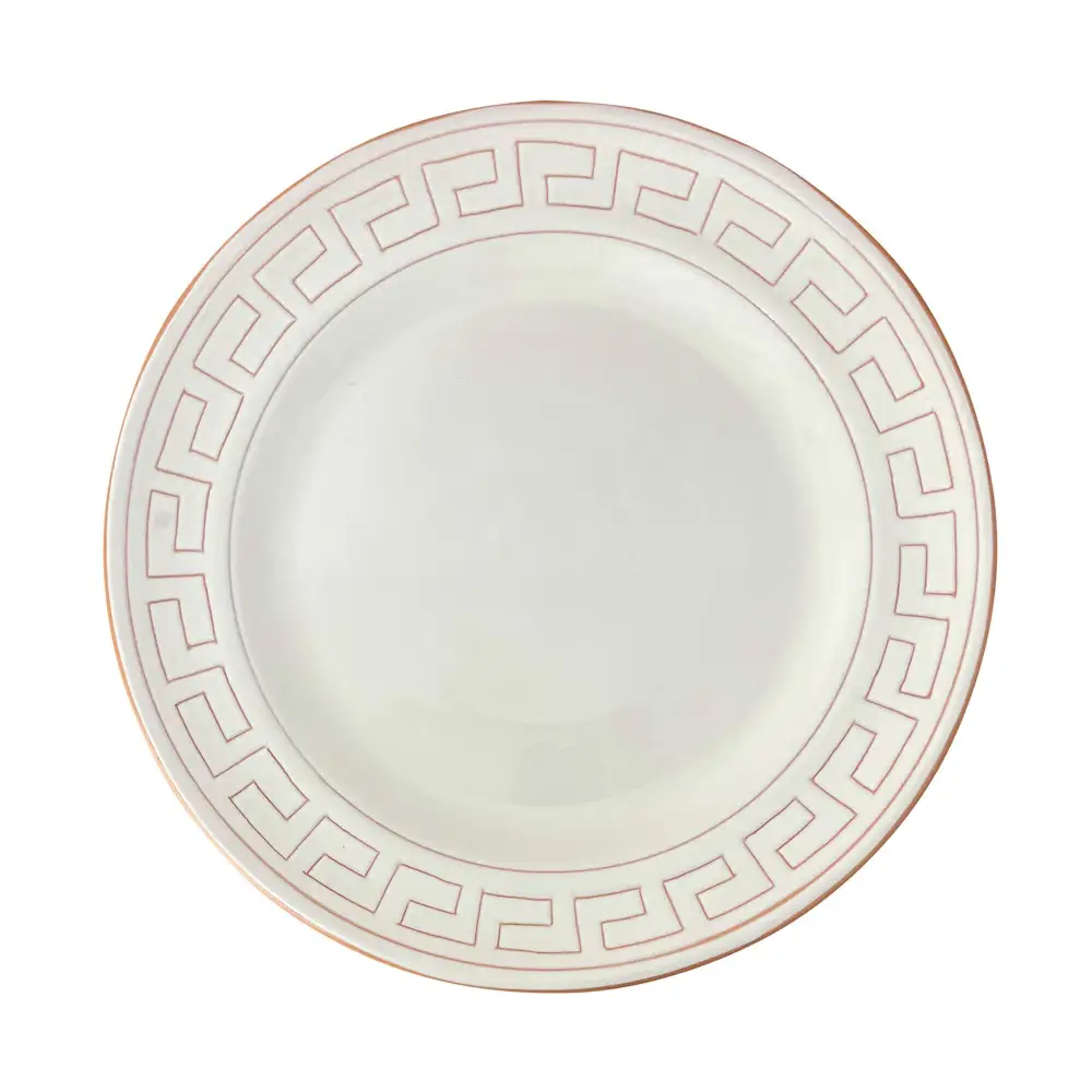 Round Meander-Motif Ceramic Serving Plate
